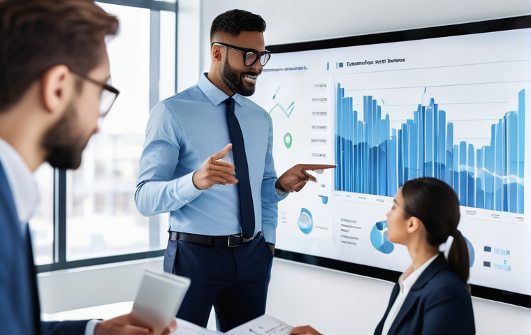 고객 데이터 분석의 통계적 기초 - **Prompt:** "A diverse group of modern business professionals, including men and women of various et...