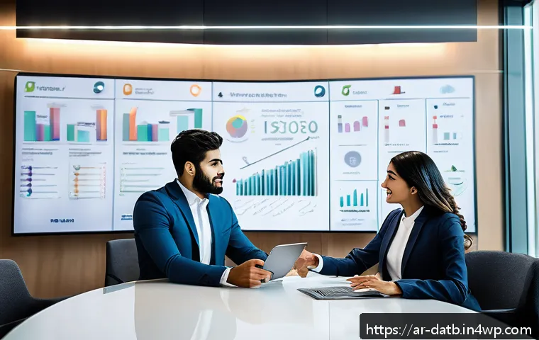 고객 데이터 분석을 통한 매출 증대 전략 - A modern Middle Eastern marketing team in a sleek, glass-walled office, analyzing interactive digita...