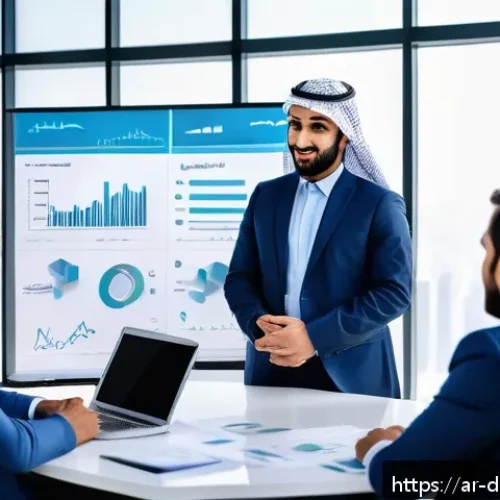 Home 17 고객의 피드백을 데이터로 분석하는 방법 - A professional Middle Eastern business meeting scene in a modern office, featuring diverse Arab prof...