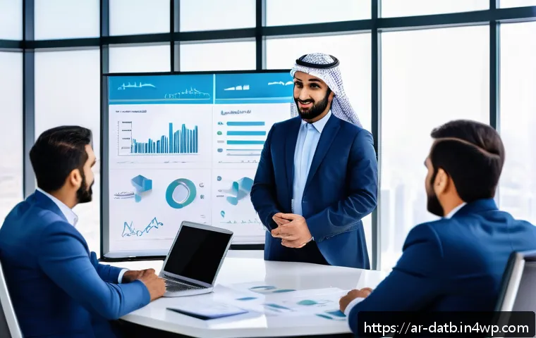 고객의 피드백을 데이터로 분석하는 방법 - A professional Middle Eastern business meeting scene in a modern office, featuring diverse Arab prof...