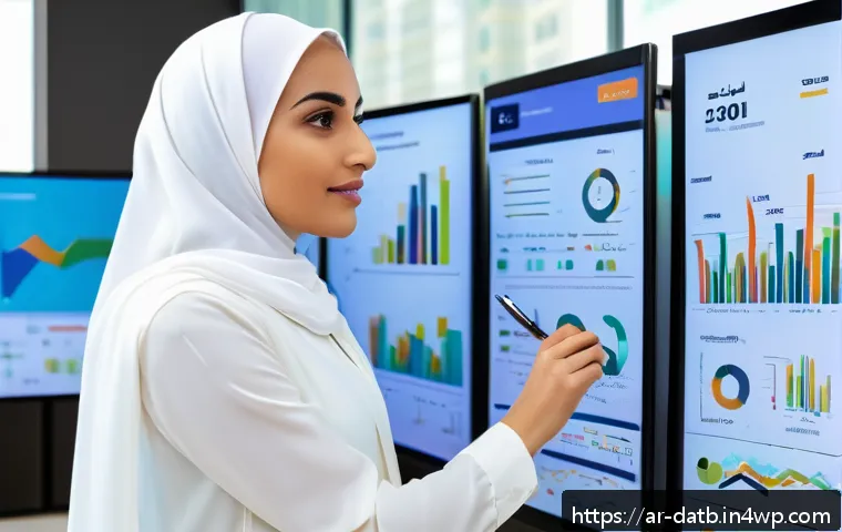 고객 데이터 분석의 새로운 패러다임 - A modern Middle Eastern business office setting where a diverse team of professionals, including a w...